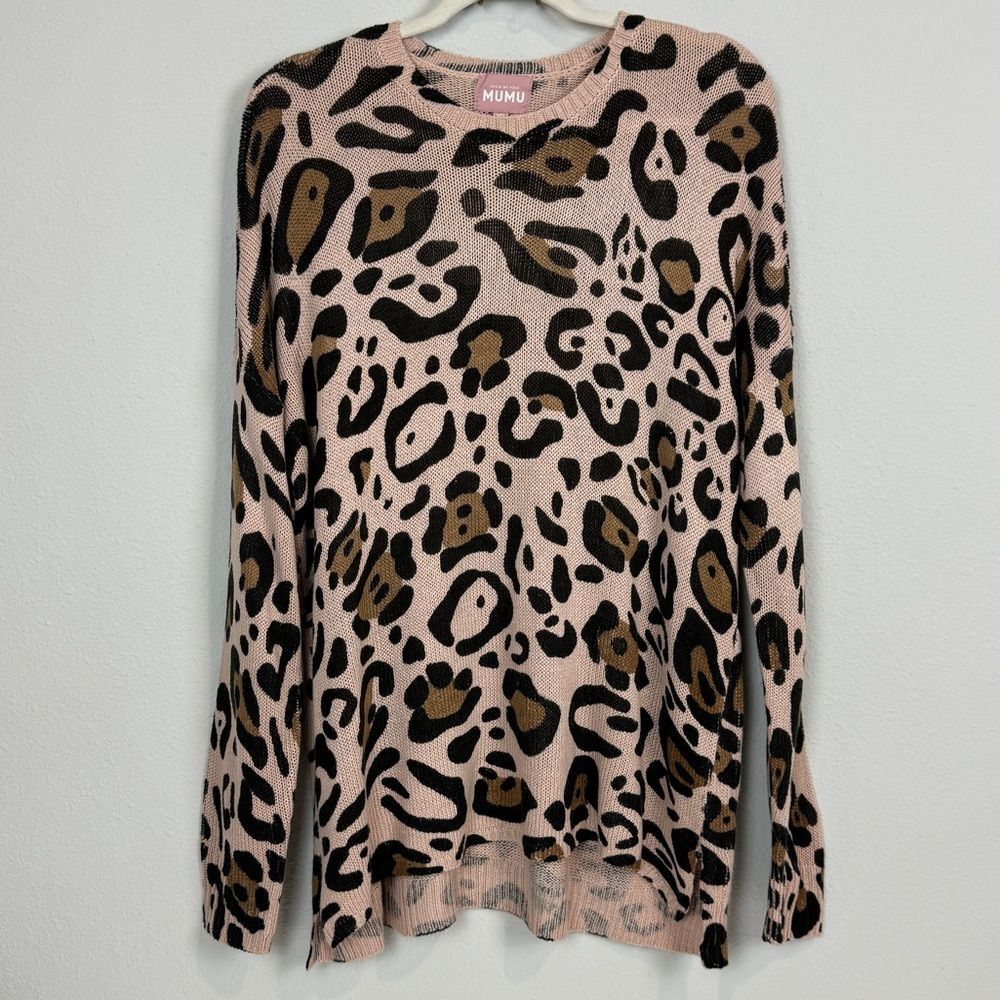 Show Me Your Mumu Bonfire Sweater Pink Animul Knit Cheetah Print XS
